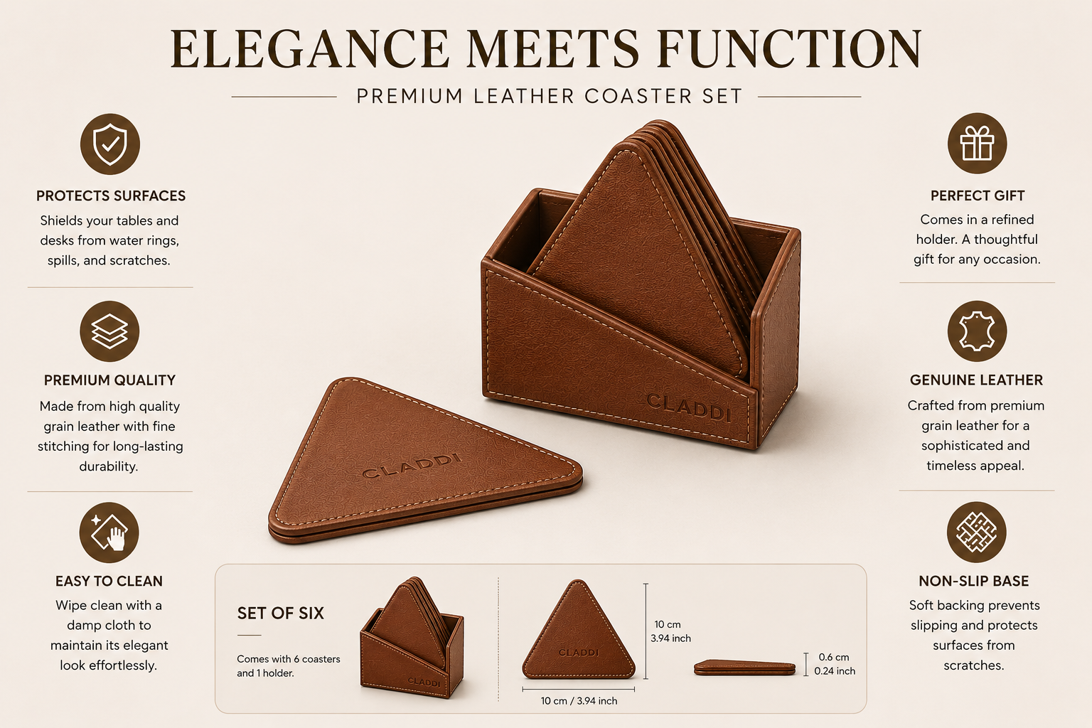 Triangle Leather Coaster