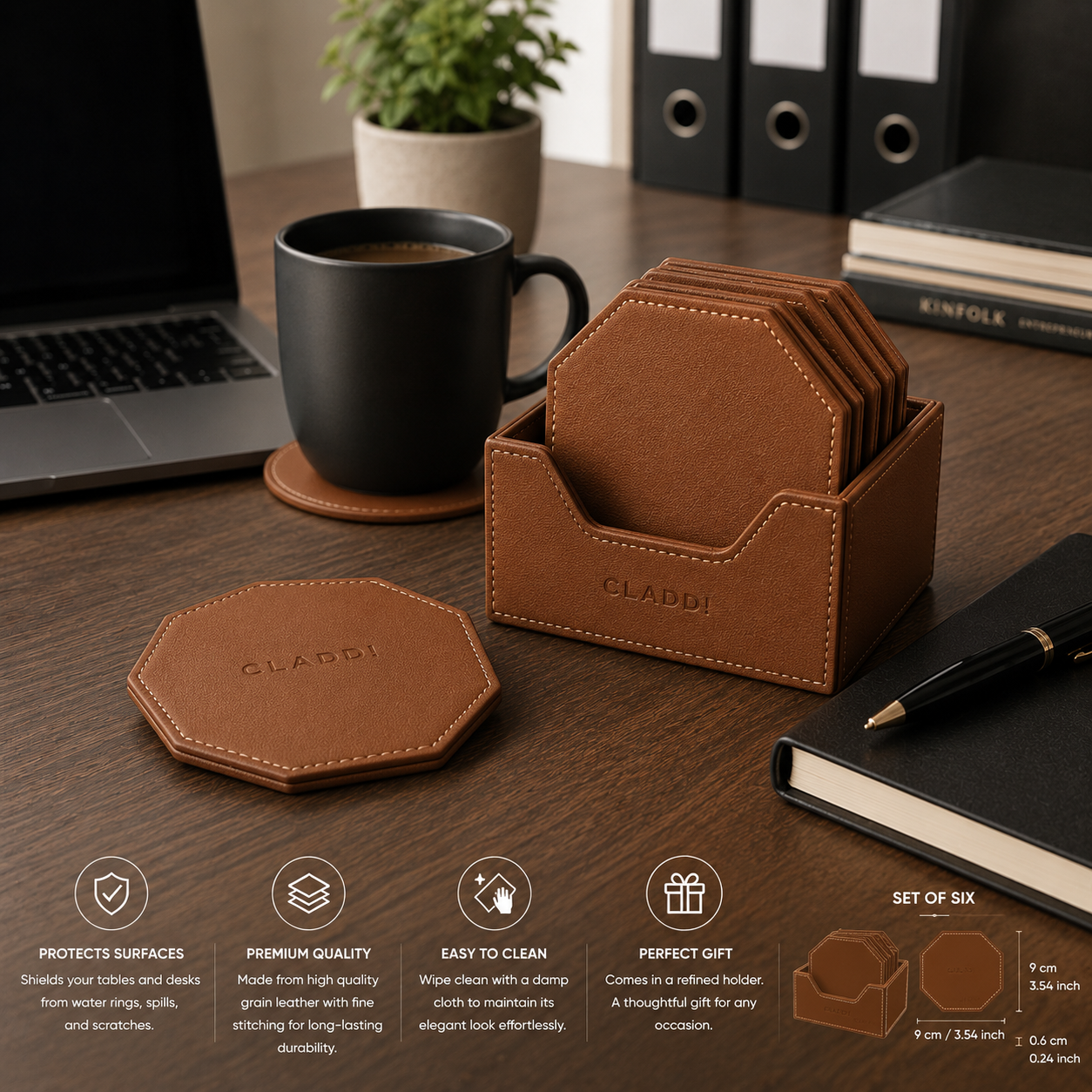 Hexagon Leather Coaster