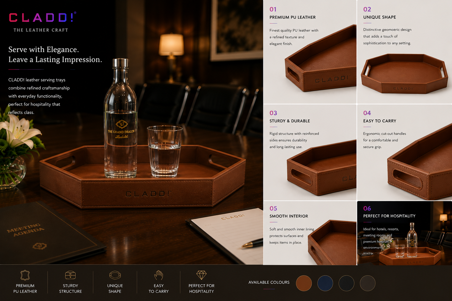 Leather Bottle Tray