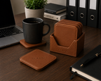 Square Rounded Leather Coaster