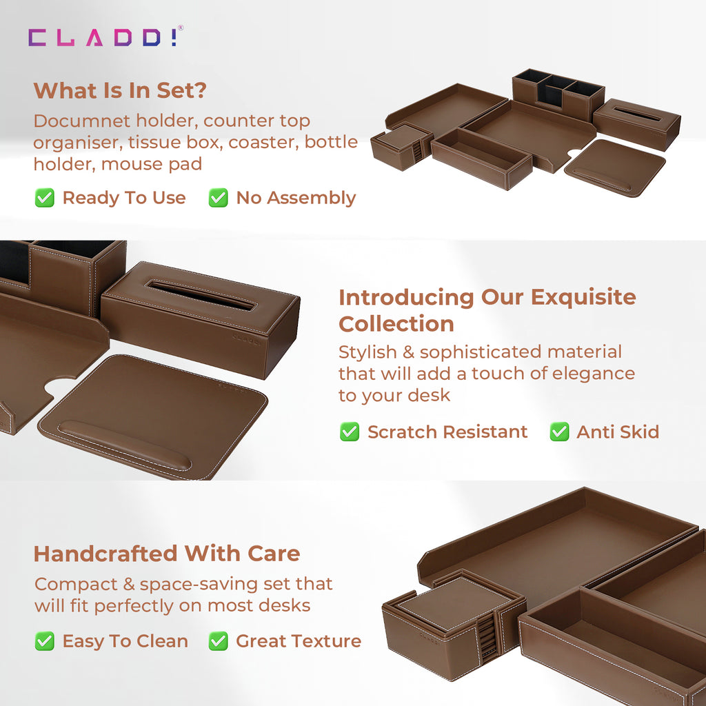 6-in-1 Leather Office Desk Set | Best Seller