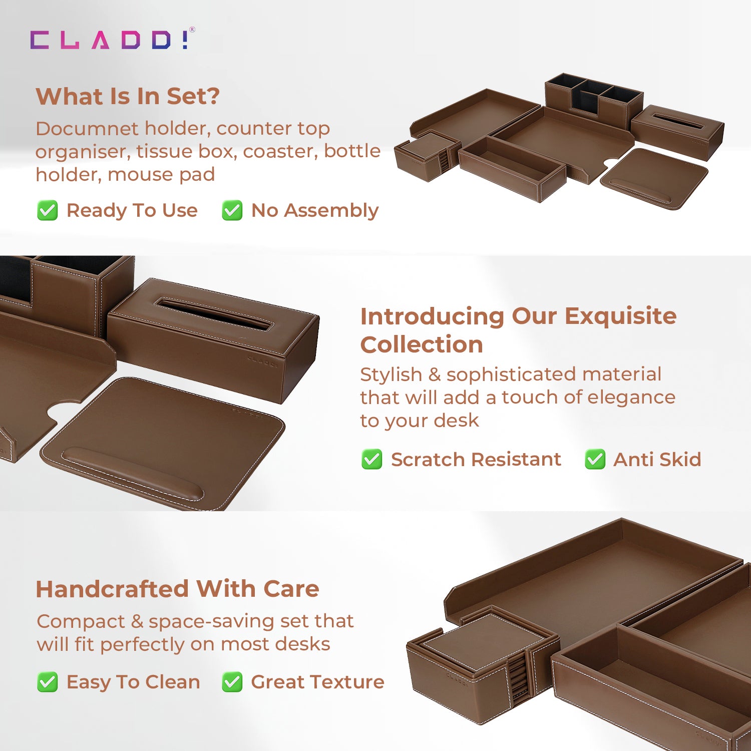 6-in-1 Leather Office Desk Set | Best Seller