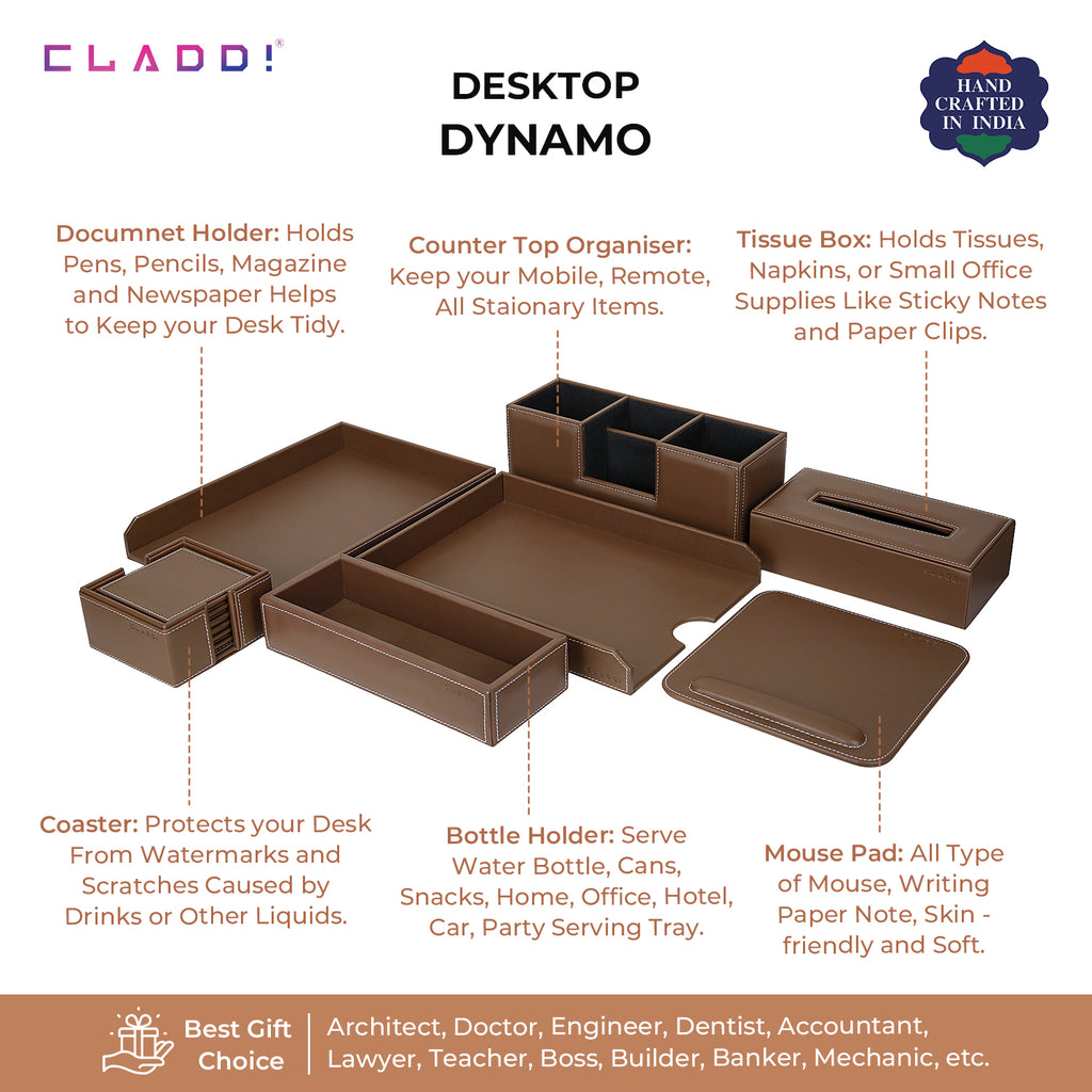 6-in-1 Leather Office Desk Set | Best Seller