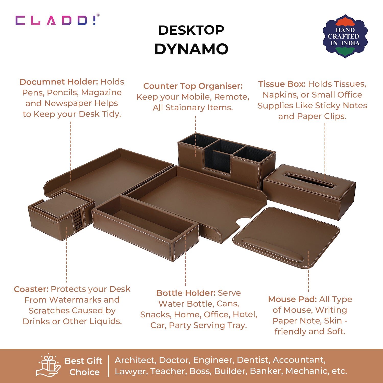 6-in-1 Leather Office Desk Set | Best Seller