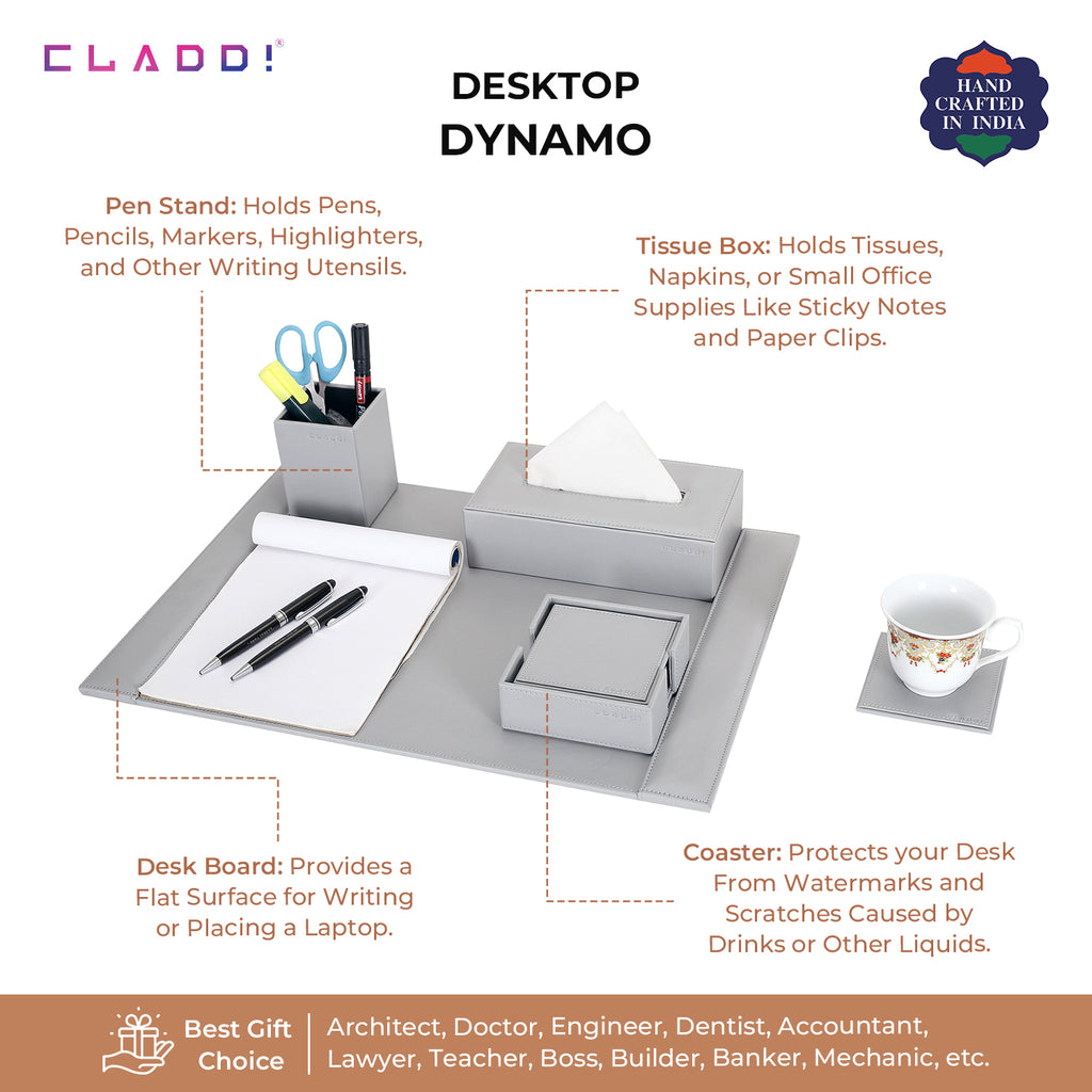 5-in-1 Grey Office Desk Organiser