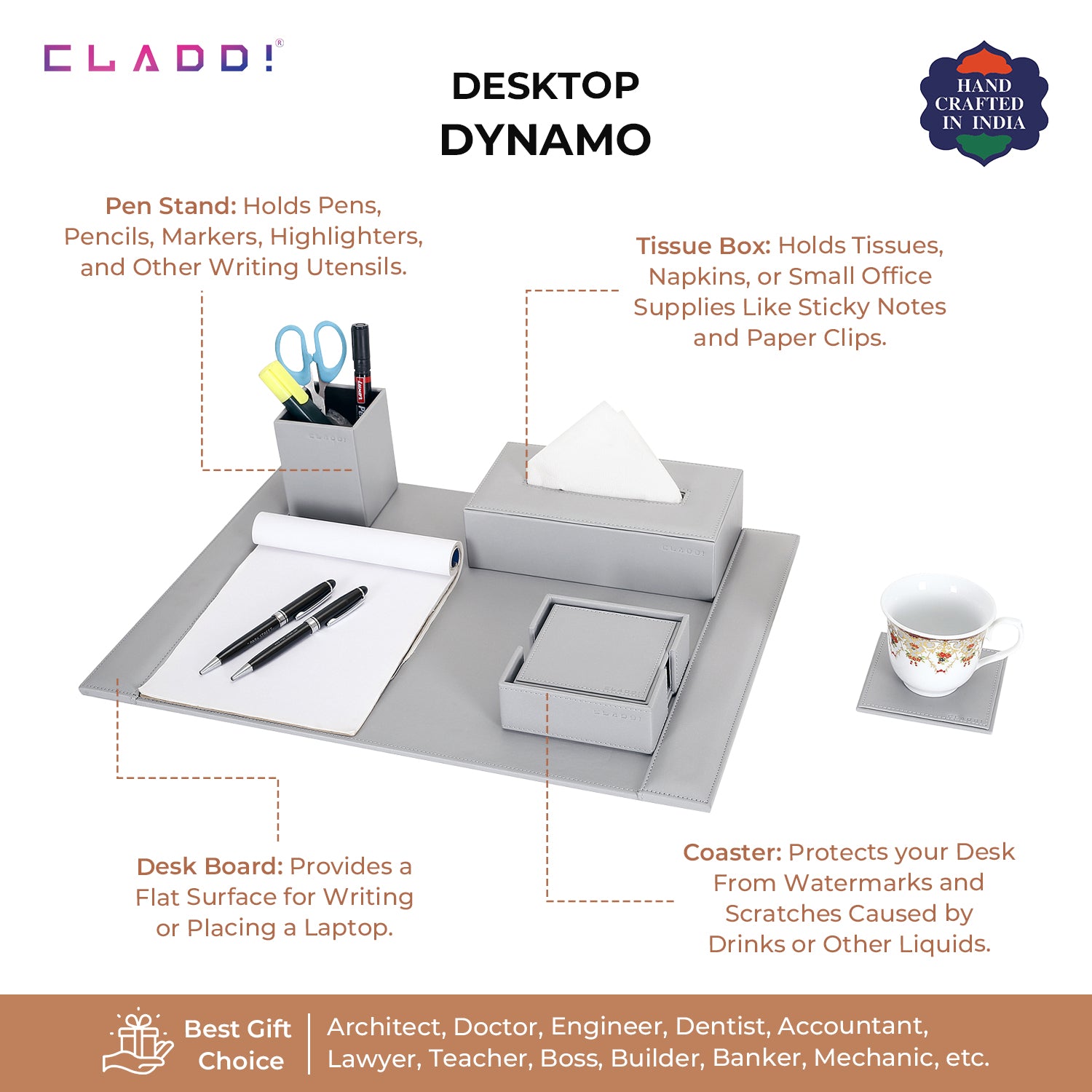 5-in-1 Grey Office Desk Organiser