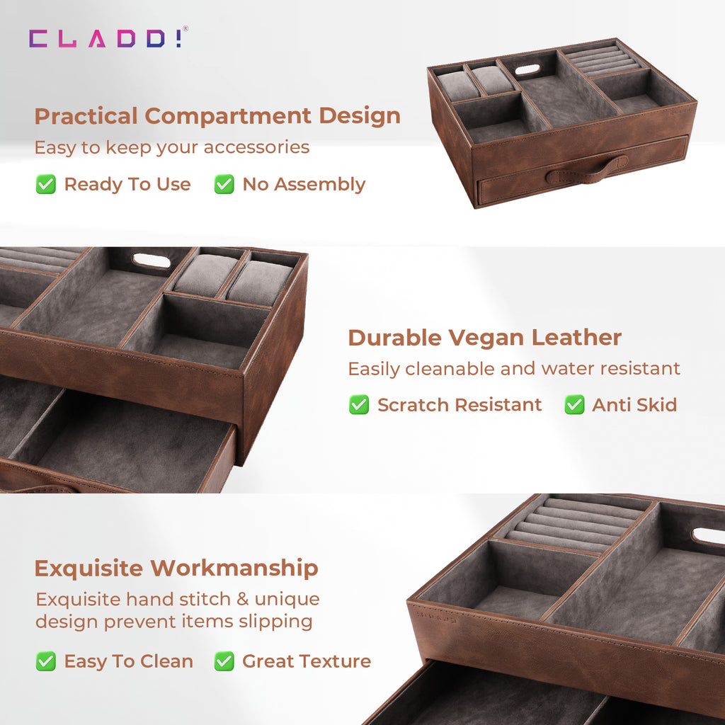 2-in-1 Leather Organiser With Drawer